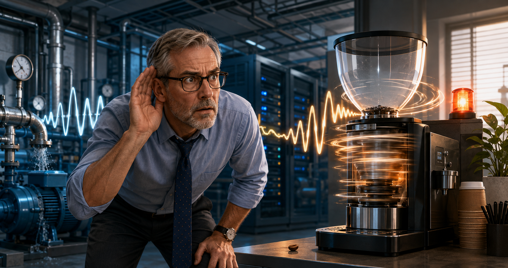 A coffee grinder imagined as a critical data centre machine